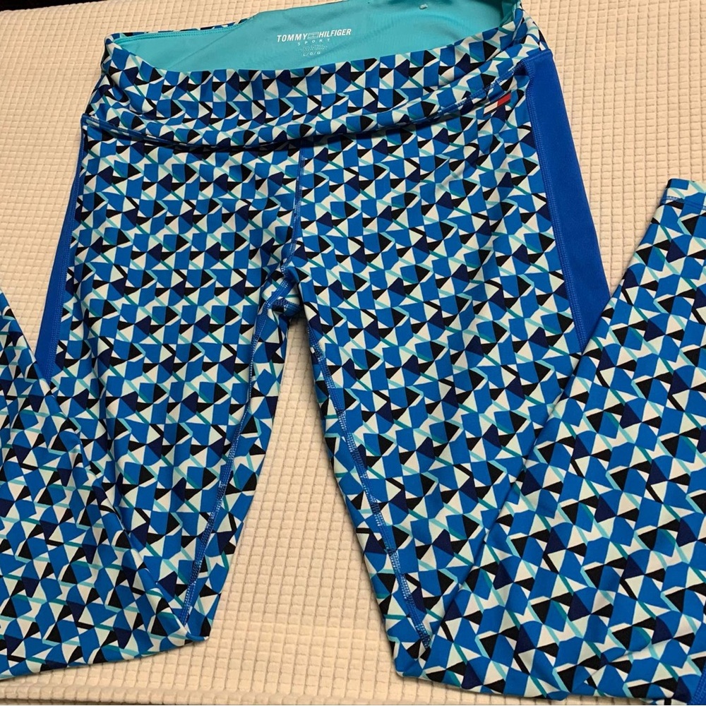 Tommy Hilfiger Blue Geometric Leggings Size L